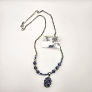 NWOT Unbranded Elegant Blue & White Stone Necklace and Earring Set